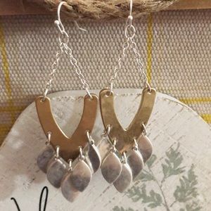Handmade Bohemian Gypsy Gold & Silver Dangle Earrings